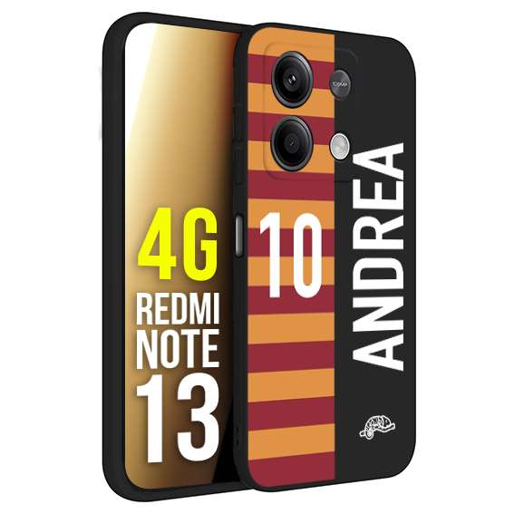 CUSTOMIZZA - Custodia cover nera morbida in tpu compatibile per Xiaomi Redmi Note 13 4G personalizzata calcio football nome e numero calciatori giallo rossi
