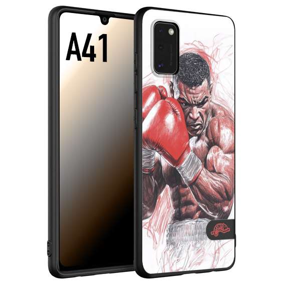 CUSTOMIZZA - Custodia cover nera morbida in tpu compatibile per Samsung A41 pugilato pugili disegno tattoo guantoni boxer pesi massimi iron mike