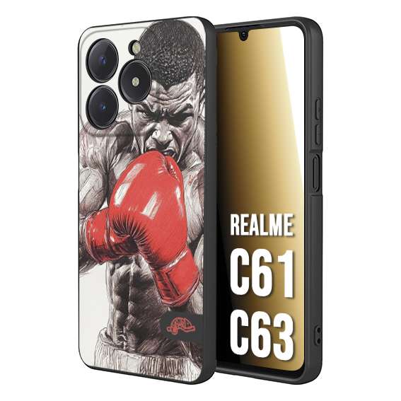 CUSTOMIZZA - Custodia cover nera morbida in tpu compatibile per Oppo C61 - C63 pugilato pugili disegno tattoo guantoni box pesi massimi gancio