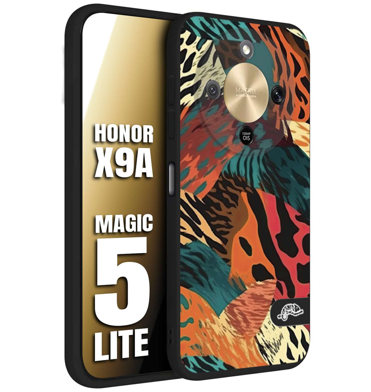 CUSTOMIZZA - Custodia cover nera morbida in tpu compatibile per Honor X9A - Honor Magic 5 Lite leopardato tigrato tiger colorata summer arancio verde fucsia