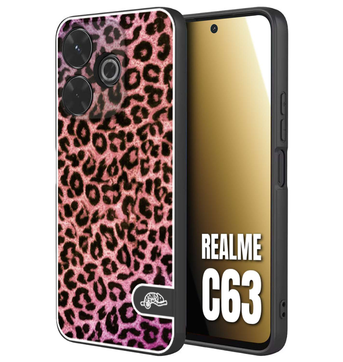 CUSTOMIZZA - Custodia cover nera morbida in tpu compatibile per Realme C63 leopardato maculato donna rosa leopard