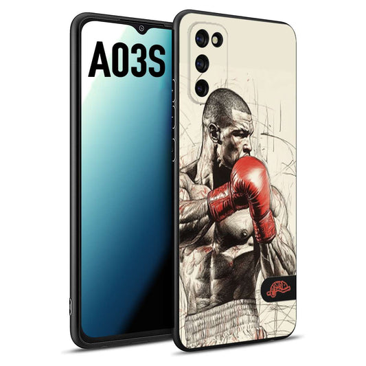 CUSTOMIZZA - Custodia cover nera morbida in tpu compatibile per Samsung A03S pugilato pugili disegno tattoo guantoni box sport ring