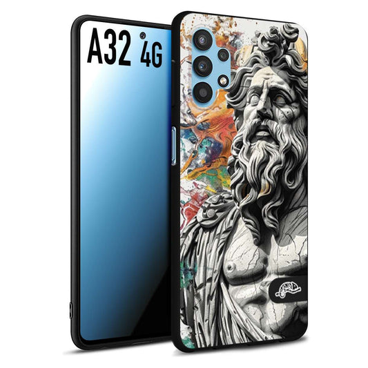 CUSTOMIZZA - Custodia cover nera morbida in tpu compatibile per Samsung A32 4G statua colorata moderna antico tattoo splash color