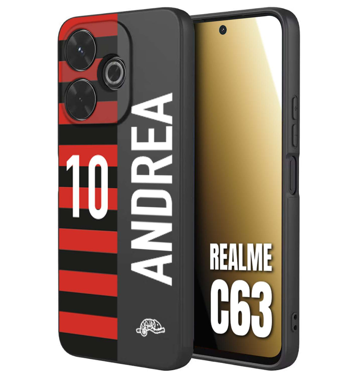 CUSTOMIZZA - Custodia cover nera morbida in tpu compatibile per Realme C63 personalizzata calcio football nome e numero calciatori rossonera