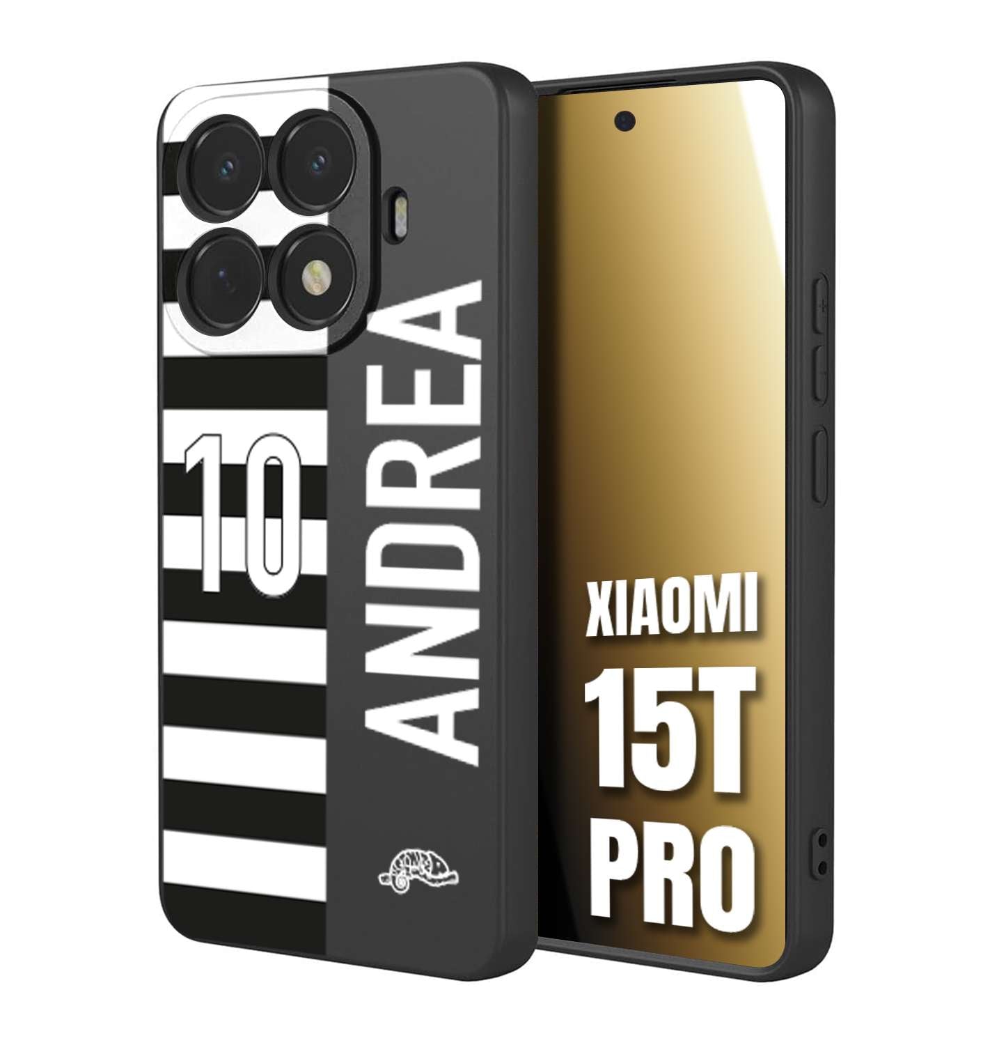 CUSTOMIZZA - Custodia cover nera morbida in tpu compatibile per Xiaomi 15T PRO personalizzata calcio football nome e numero calciatori bianconera
