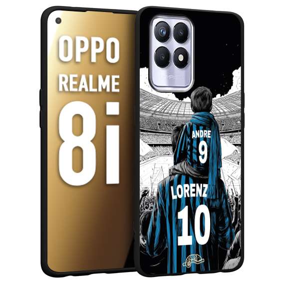 CUSTOMIZZA - Custodia cover nera morbida in tpu compatibile per Realme 8i personalizzata calcio football padre e figlio calciatori nerazzurra