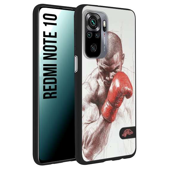 CUSTOMIZZA - Custodia cover nera morbida in tpu compatibile per Xiaomi Redmi Note 10 pugilato pugili disegno tattoo guantoni box sport primo piano