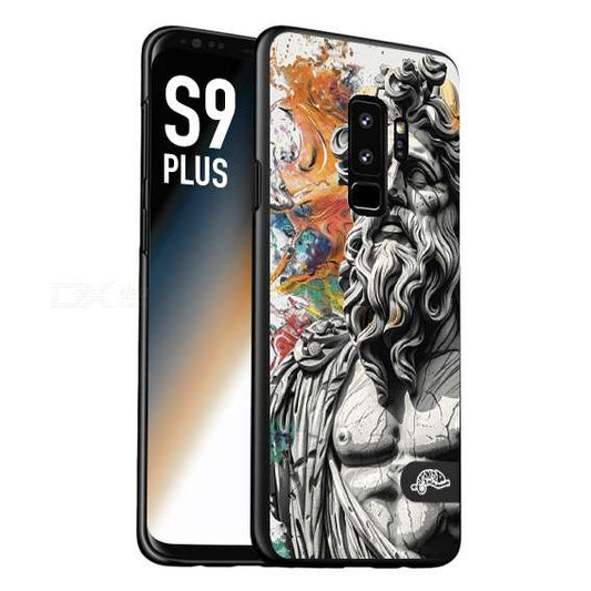 CUSTOMIZZA - Custodia cover nera morbida in tpu compatibile per Samsung S9 PLUS statua colorata moderna antico tattoo splash color