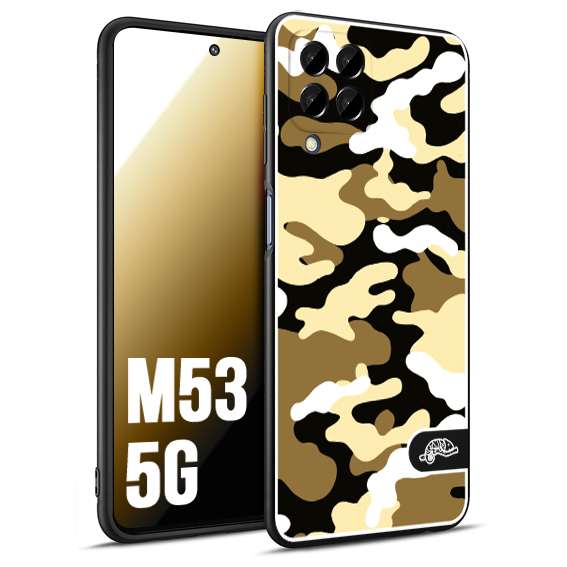 CUSTOMIZZA - Custodia cover nera morbida in tpu compatibile per Samsung M53 5G camouflage mimetico militare giallo desert brown