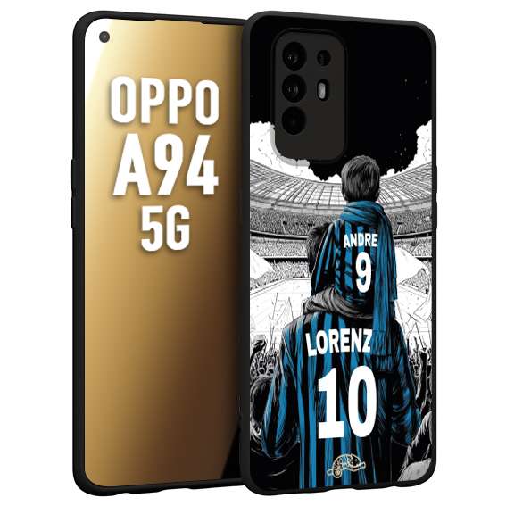 CUSTOMIZZA - Custodia cover nera morbida in tpu compatibile per Oppo A94 5G personalizzata calcio football padre e figlio calciatori nerazzurra
