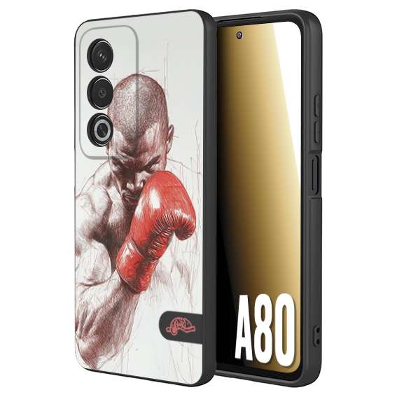 CUSTOMIZZA - Custodia cover nera morbida in tpu compatibile per Oppo A80 pugilato pugili disegno tattoo guantoni box sport primo piano