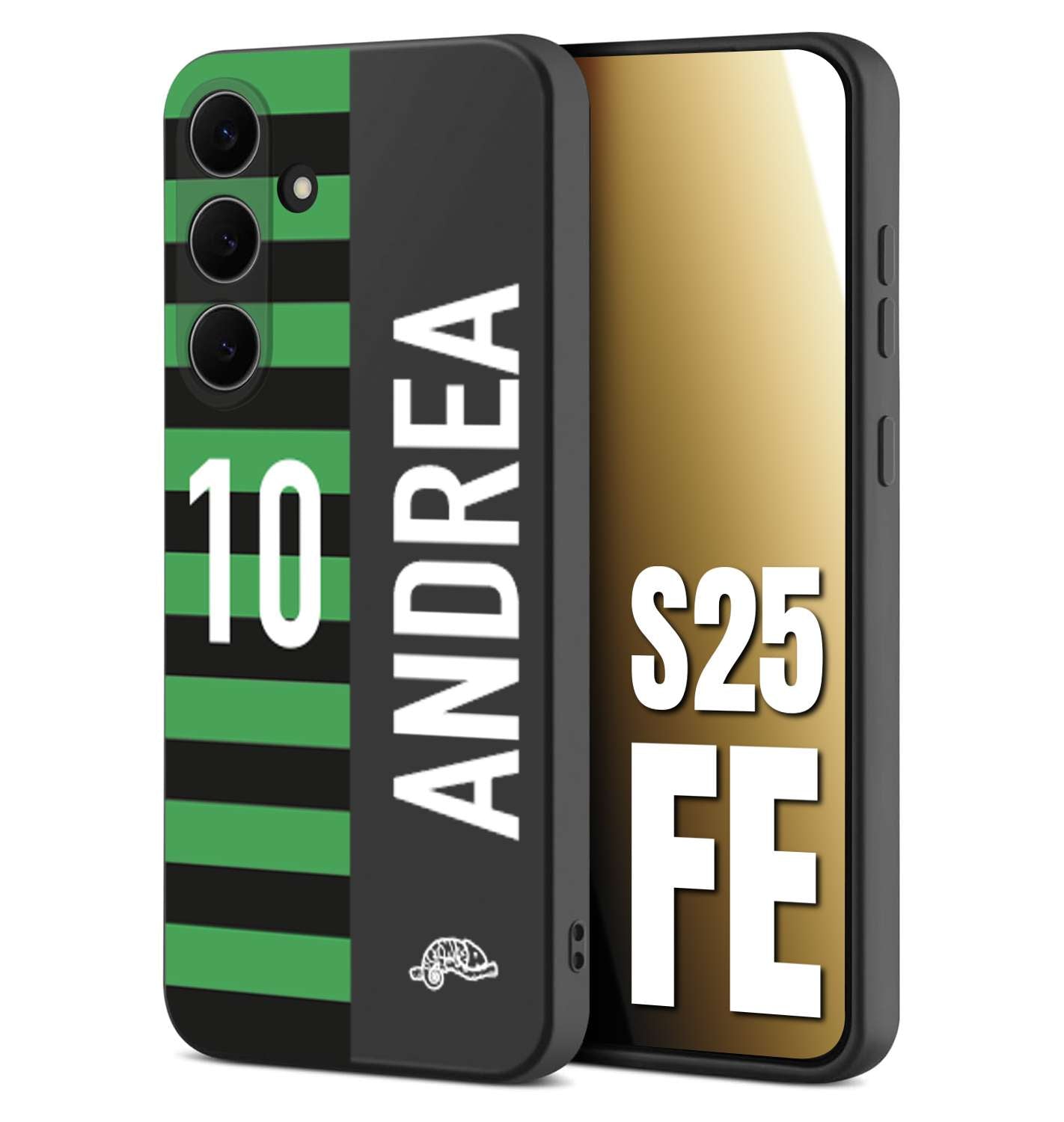 CUSTOMIZZA - Custodia cover nera morbida in tpu compatibile per Samsung S25 FE personalizzata calcio football nome e numero calciatori neroverde