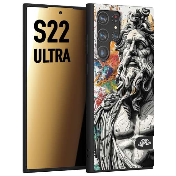 CUSTOMIZZA - Custodia cover nera morbida in tpu compatibile per Samsung S22 ULTRA statua colorata moderna antico tattoo splash color