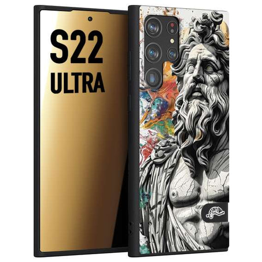 CUSTOMIZZA - Custodia cover nera morbida in tpu compatibile per Samsung S22 ULTRA statua colorata moderna antico tattoo splash color