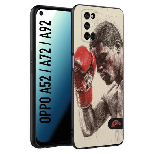 CUSTOMIZZA - Custodia cover nera morbida in tpu compatibile per Oppo A52 - A72 - A92 pugilato pugili disegno tattoo guantoni boxer pesi massimi
