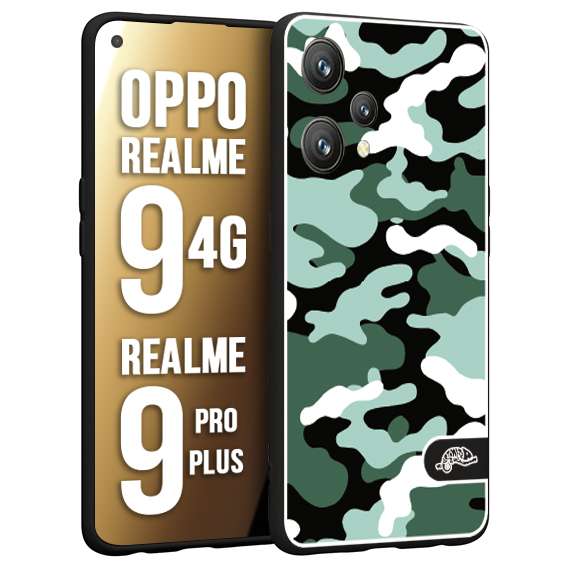 CUSTOMIZZA - Custodia cover nera morbida in tpu compatibile per Realme 9 4G - 9 PRO PLUS camouflage mimetico militare verde green