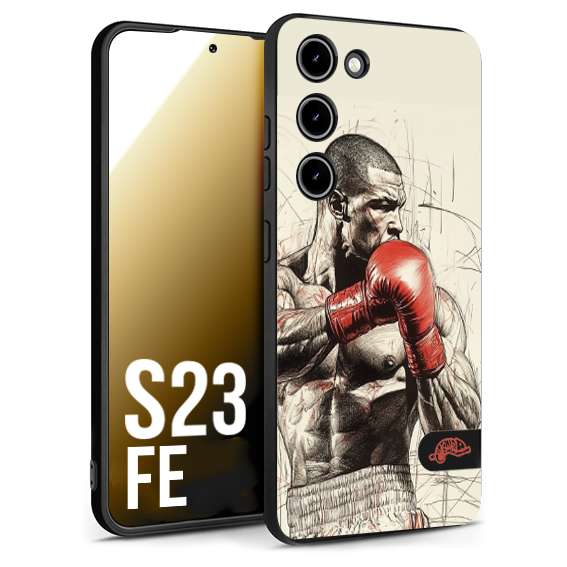 CUSTOMIZZA - Custodia cover nera morbida in tpu compatibile per Samsung S23 FE pugilato pugili disegno tattoo guantoni box sport ring
