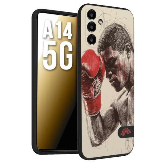 CUSTOMIZZA - Custodia cover nera morbida in tpu compatibile per Samsung A14 5G pugilato pugili disegno tattoo guantoni boxer pesi massimi