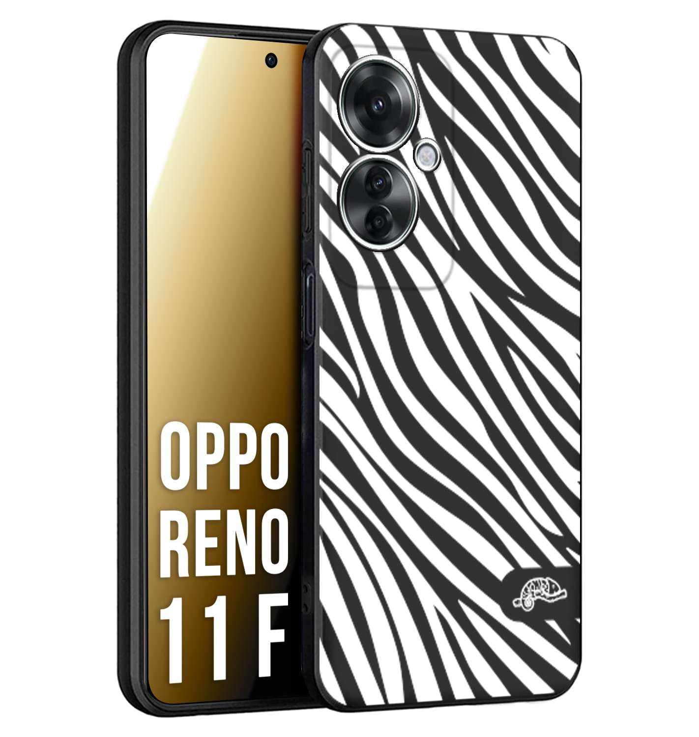 CUSTOMIZZA - Custodia cover nera morbida in tpu compatibile per Oppo Reno 11 F 5G zebrata maculata a rilievo soft touch donna bianca