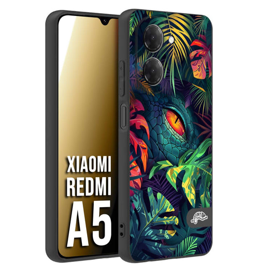 CUSTOMIZZA - Custodia cover nera morbida in tpu compatibile per Xiaomi Redmi A5 animali color giungla tropicale occhio di coccodrillo alligatore disegnato