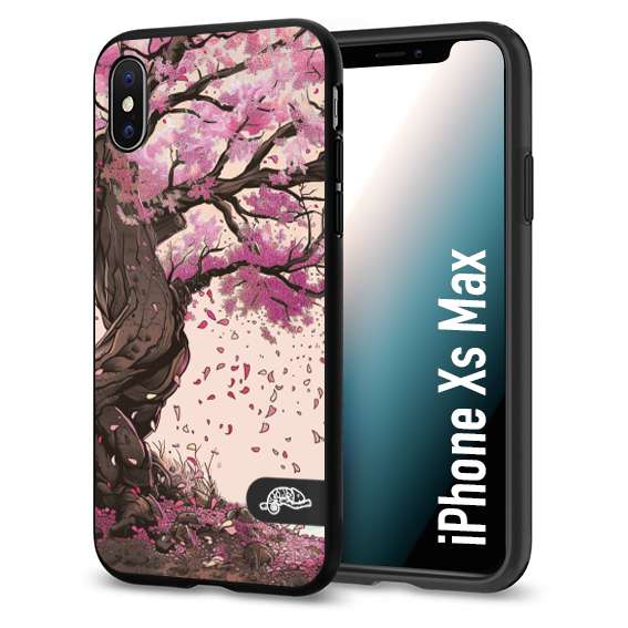 CUSTOMIZZA - Custodia cover nera morbida in tpu compatibile per iPhone Xs Max giapponese colori morbidi fiori di ciliegio rosa disegnata