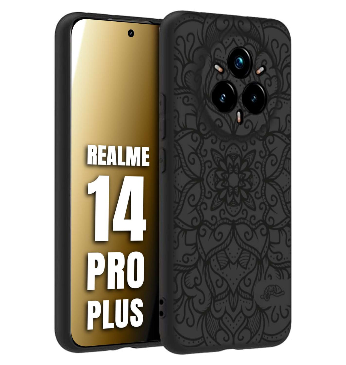 CUSTOMIZZA - Custodia cover nera morbida in tpu compatibile per Realme 14 PRO PLUS mandala nero fiore vedo non vedo donna