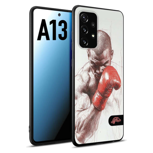CUSTOMIZZA - Custodia cover nera morbida in tpu compatibile per Samsung A13 pugilato pugili disegno tattoo guantoni box sport primo piano