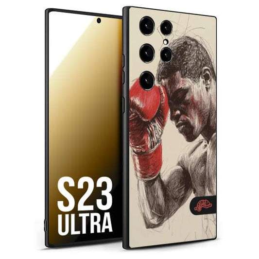 CUSTOMIZZA - Custodia cover nera morbida in tpu compatibile per Samsung S23 ULTRA pugilato pugili disegno tattoo guantoni boxer pesi massimi