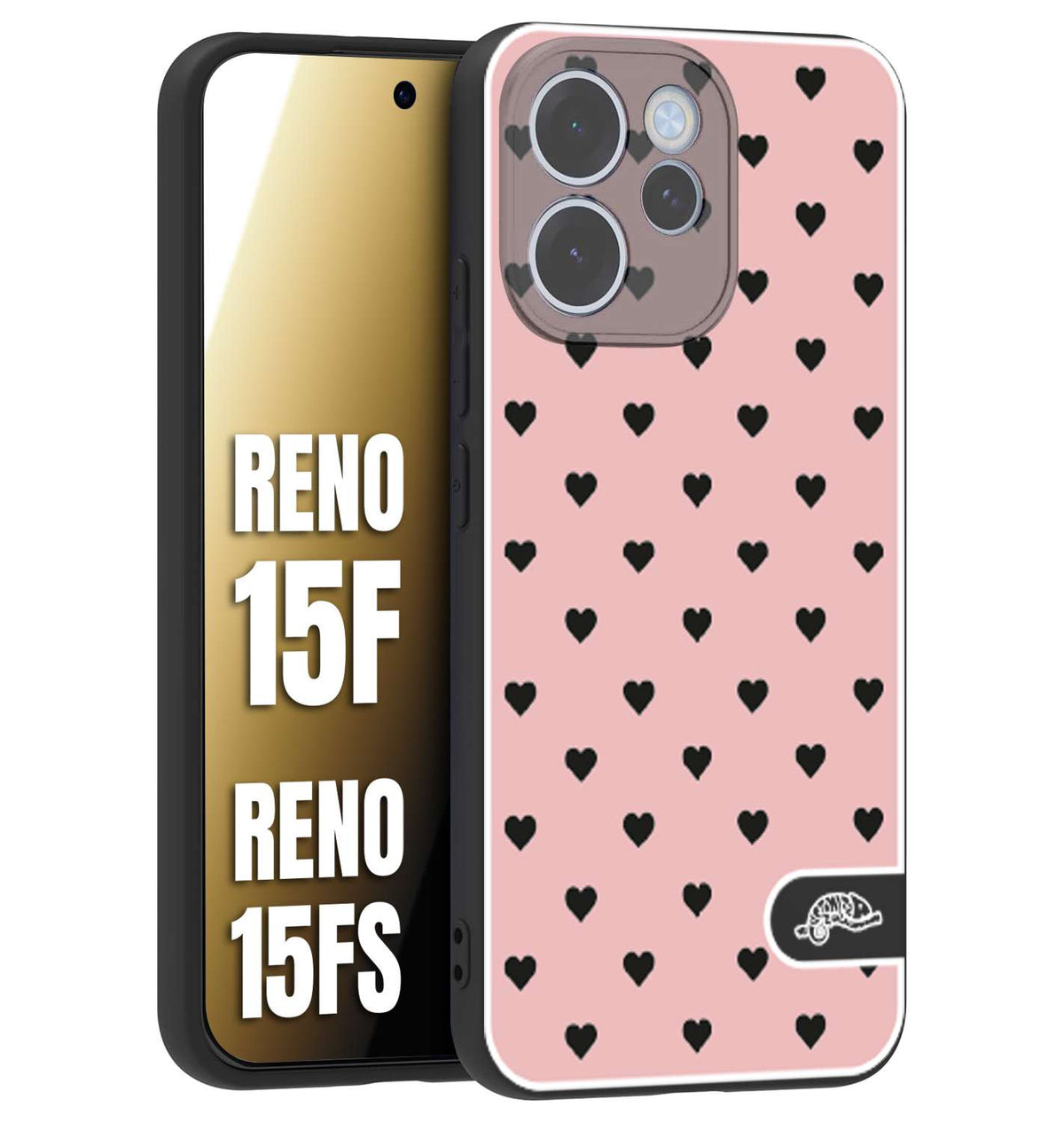 CUSTOMIZZA - Custodia cover nera morbida in tpu compatibile per Oppo Reno 15 F - Reno 15 FS cuori pois rosa donna pin up vintage