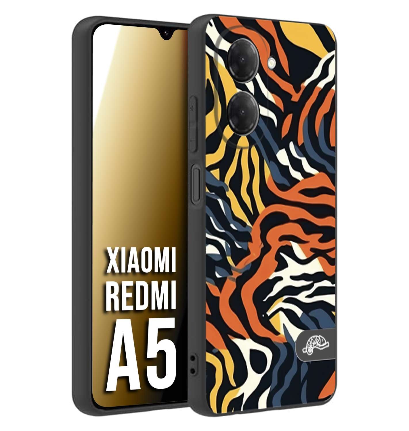 CUSTOMIZZA - Custodia cover nera morbida in tpu compatibile per Xiaomi Redmi A5 leopardato maculato tigrato tiger colorata gialla blu arancio