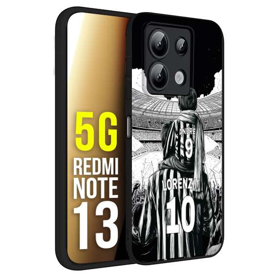 CUSTOMIZZA - Custodia cover nera morbida in tpu compatibile per Xiaomi Redmi Note 13 5G personalizzata calcio football nome e numero calciatori bianconeri bianca e nera