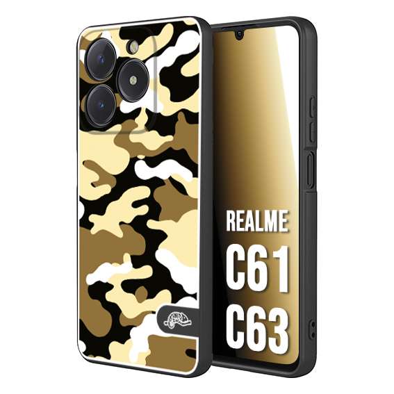 CUSTOMIZZA - Custodia cover nera morbida in tpu compatibile per Oppo C61 - C63 camouflage mimetico militare giallo desert brown