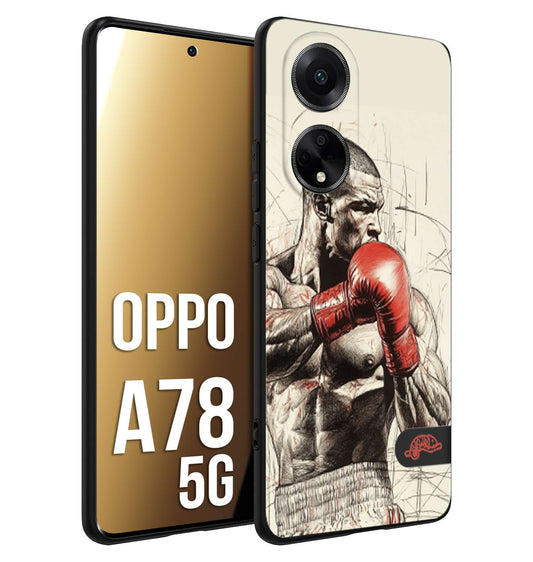 CUSTOMIZZA - Custodia cover nera morbida in tpu compatibile per Oppo A78 5G pugilato pugili disegno tattoo guantoni box sport ring