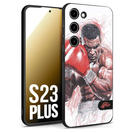 CUSTOMIZZA - Custodia cover nera morbida in tpu compatibile per Samsung S23 PLUS pugilato pugili disegno tattoo guantoni boxer pesi massimi iron mike