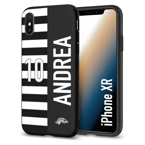 CUSTOMIZZA - Custodia cover nera morbida in tpu compatibile per iPhone XR personalizzata calcio football nome e numero calciatori bianconera