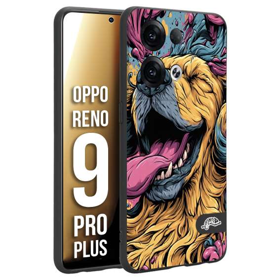 CUSTOMIZZA - Custodia cover nera morbida in tpu compatibile per Oppo Reno 9 PRO PLUS Golden Retriever illustrazione cane pop art cane street art cartone animato