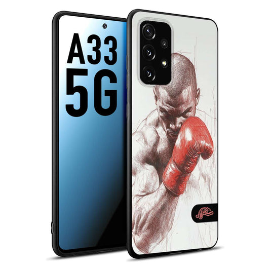 CUSTOMIZZA - Custodia cover nera morbida in tpu compatibile per Samsung A33 5G pugilato pugili disegno tattoo guantoni box sport primo piano