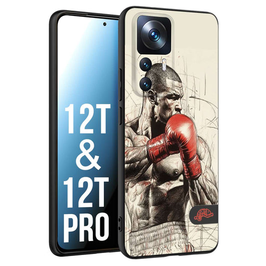 CUSTOMIZZA - Custodia cover nera morbida in tpu compatibile per Xiaomi 12T - 12T PRO pugilato pugili disegno tattoo guantoni box sport ring
