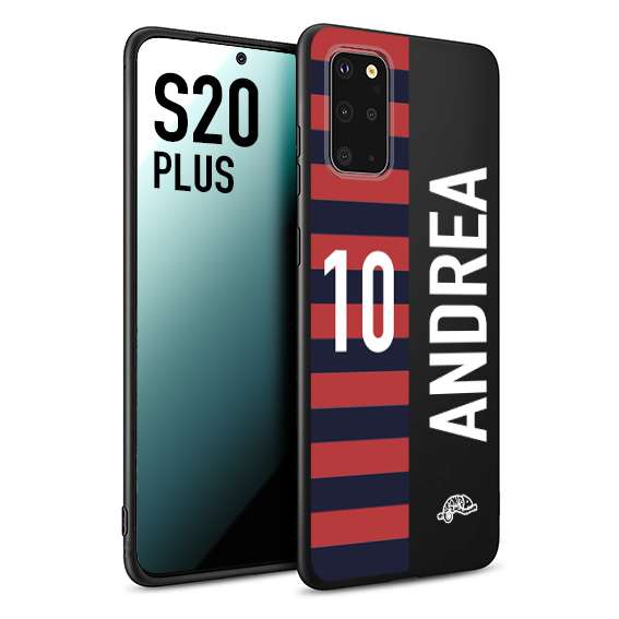 CUSTOMIZZA - Custodia cover nera morbida in tpu compatibile per Samsung S20 PLUS personalizzata calcio football nome e numero calciatori rossoblu