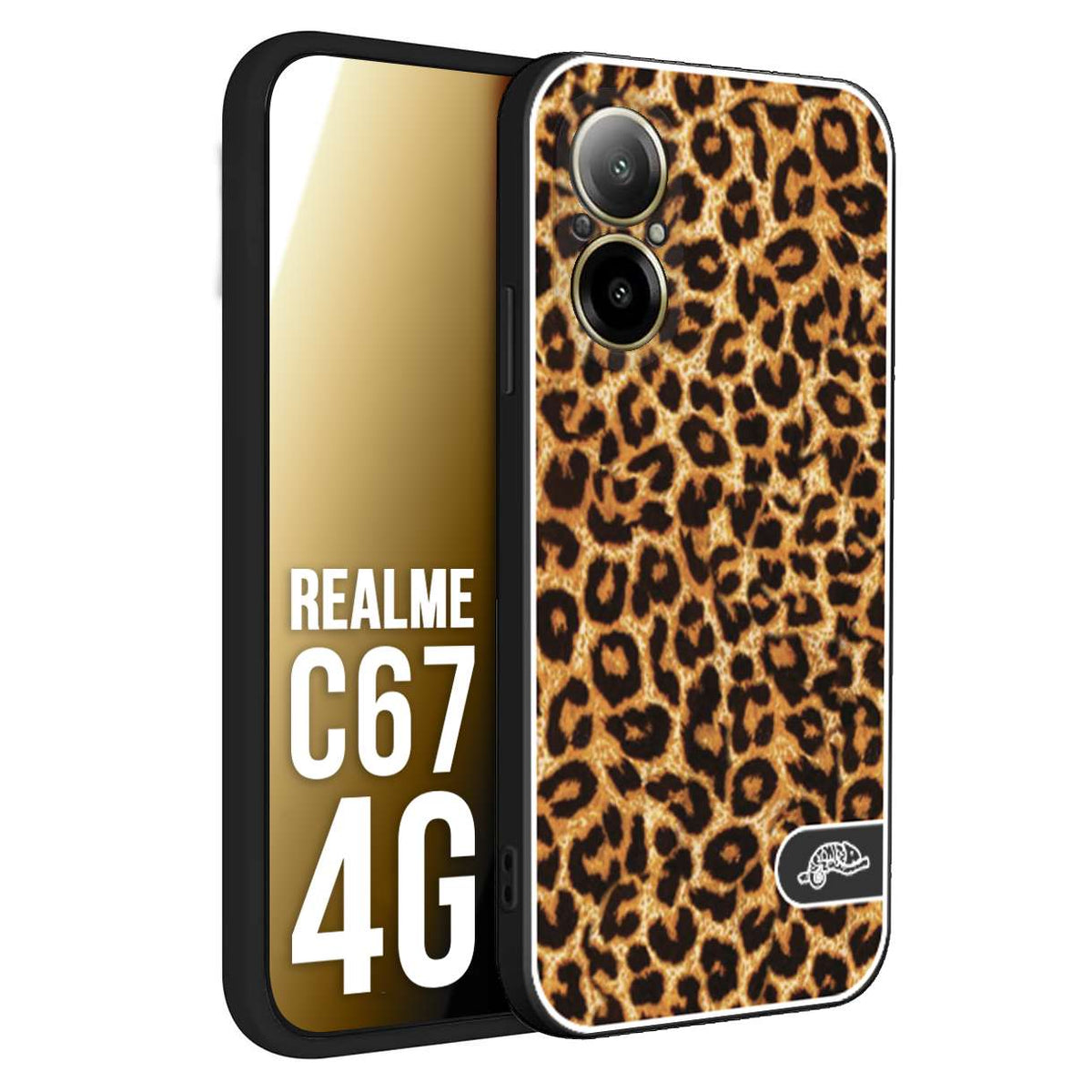 CUSTOMIZZA - Custodia cover nera morbida in tpu compatibile per Realme C67 4G leopardato maculato donna marrone leopard brown