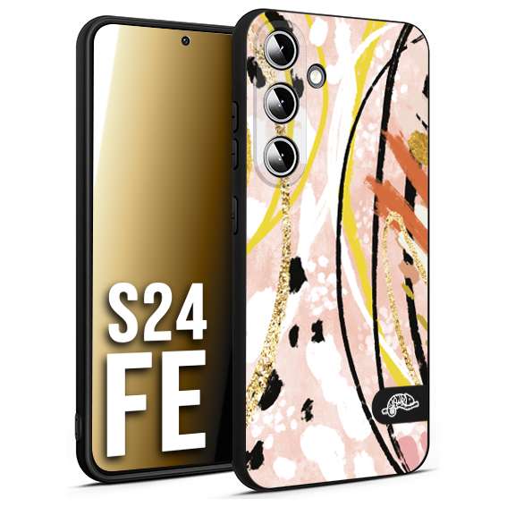 CUSTOMIZZA - Custodia cover nera morbida in tpu compatibile per Samsung S24 FE fiori astratti donna zebrato leopardato fantasia dorata gialla rosa colorata