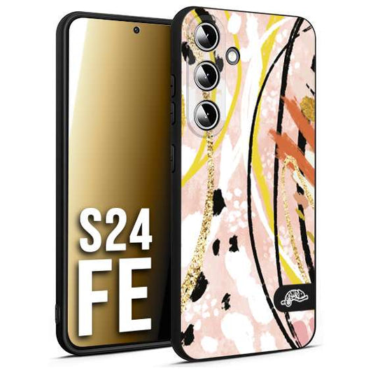 CUSTOMIZZA - Custodia cover nera morbida in tpu compatibile per Samsung S24 FE fiori astratti donna zebrato leopardato fantasia dorata gialla rosa colorata