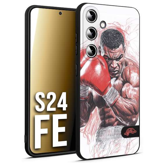 CUSTOMIZZA - Custodia cover nera morbida in tpu compatibile per Samsung S24 FE pugilato pugili disegno tattoo guantoni boxer pesi massimi iron mike