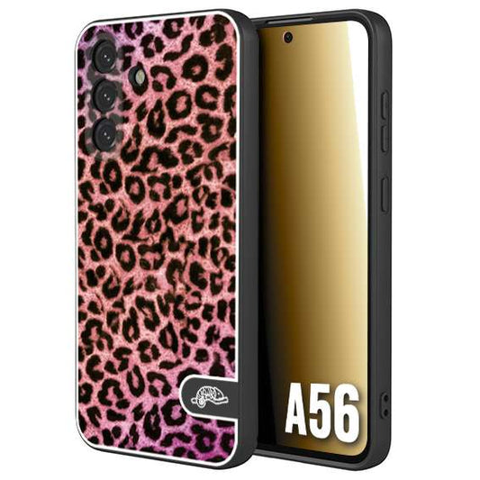 CUSTOMIZZA - Custodia cover nera morbida in tpu compatibile per Samsung A56 5G leopardato maculato donna rosa leopard