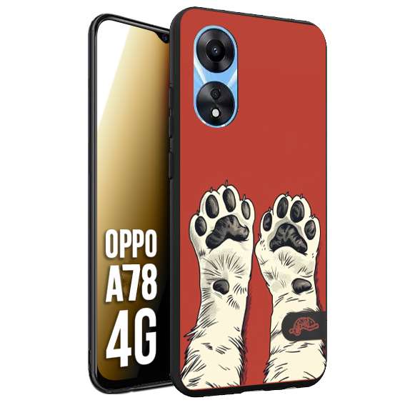 CUSTOMIZZA - Custodia cover nera morbida in tpu compatibile per Oppo A78 4G zampe di gatto cat paws rossa red disegnata fumetto cartoon