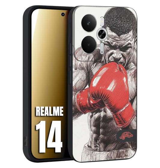 CUSTOMIZZA - Custodia cover nera morbida in tpu compatibile per Realme 14 5G pugilato pugili disegno tattoo guantoni box pesi massimi gancio