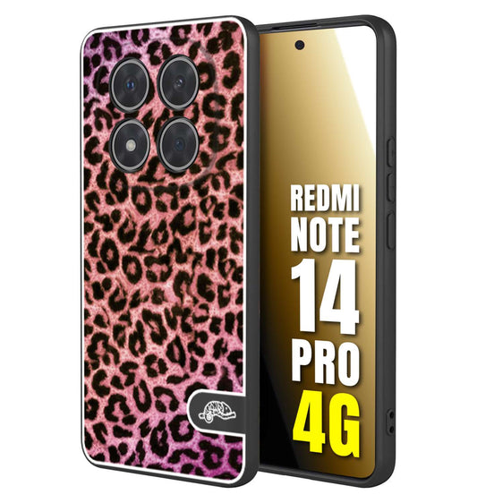 CUSTOMIZZA - Custodia cover nera morbida in tpu compatibile per Xiaomi Redmi Note 14 PRO 4G leopardato maculato donna rosa leopard