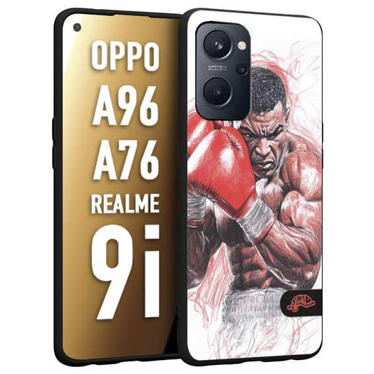 CUSTOMIZZA - Custodia cover nera morbida in tpu compatibile per Realme 9i - A96 - A76 pugilato pugili disegno tattoo guantoni boxer pesi massimi iron mike