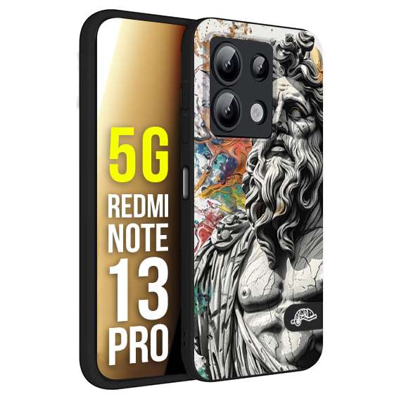 CUSTOMIZZA - Custodia cover nera morbida in tpu compatibile per Xiaomi Redmi Note 13 PRO 5G statua colorata moderna antico tattoo splash color