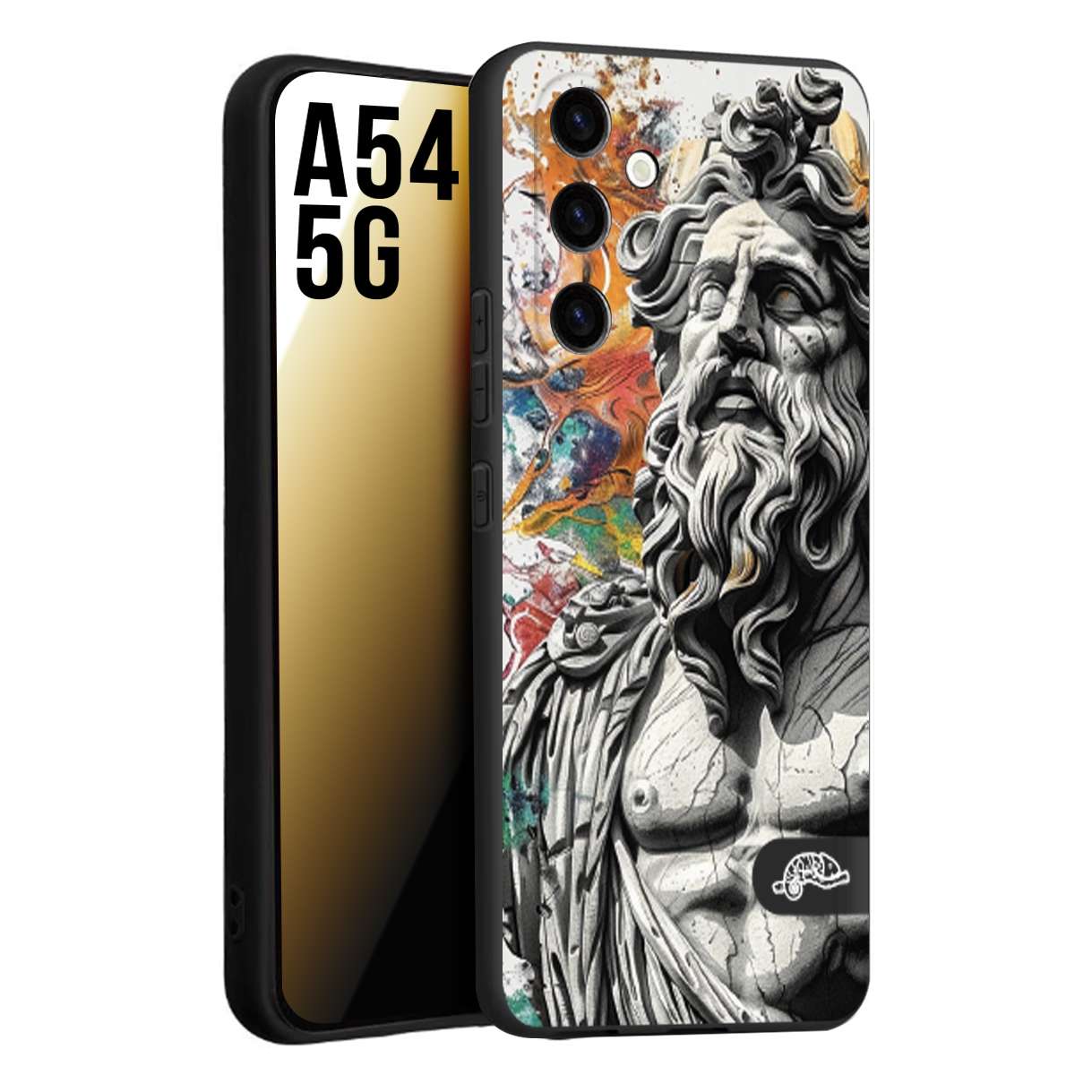 CUSTOMIZZA - Custodia cover nera morbida in tpu compatibile per Samsung A54 5G statua colorata moderna antico tattoo splash color